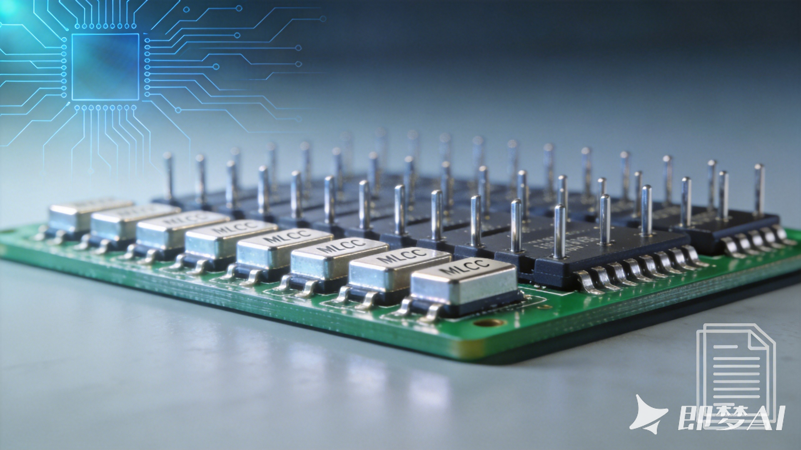 jimeng-2026-04-23-9133-超写实工业级产品渲染，医疗电子元器件广告图。居中特写多颗整齐排列的高光泽MLCC....png