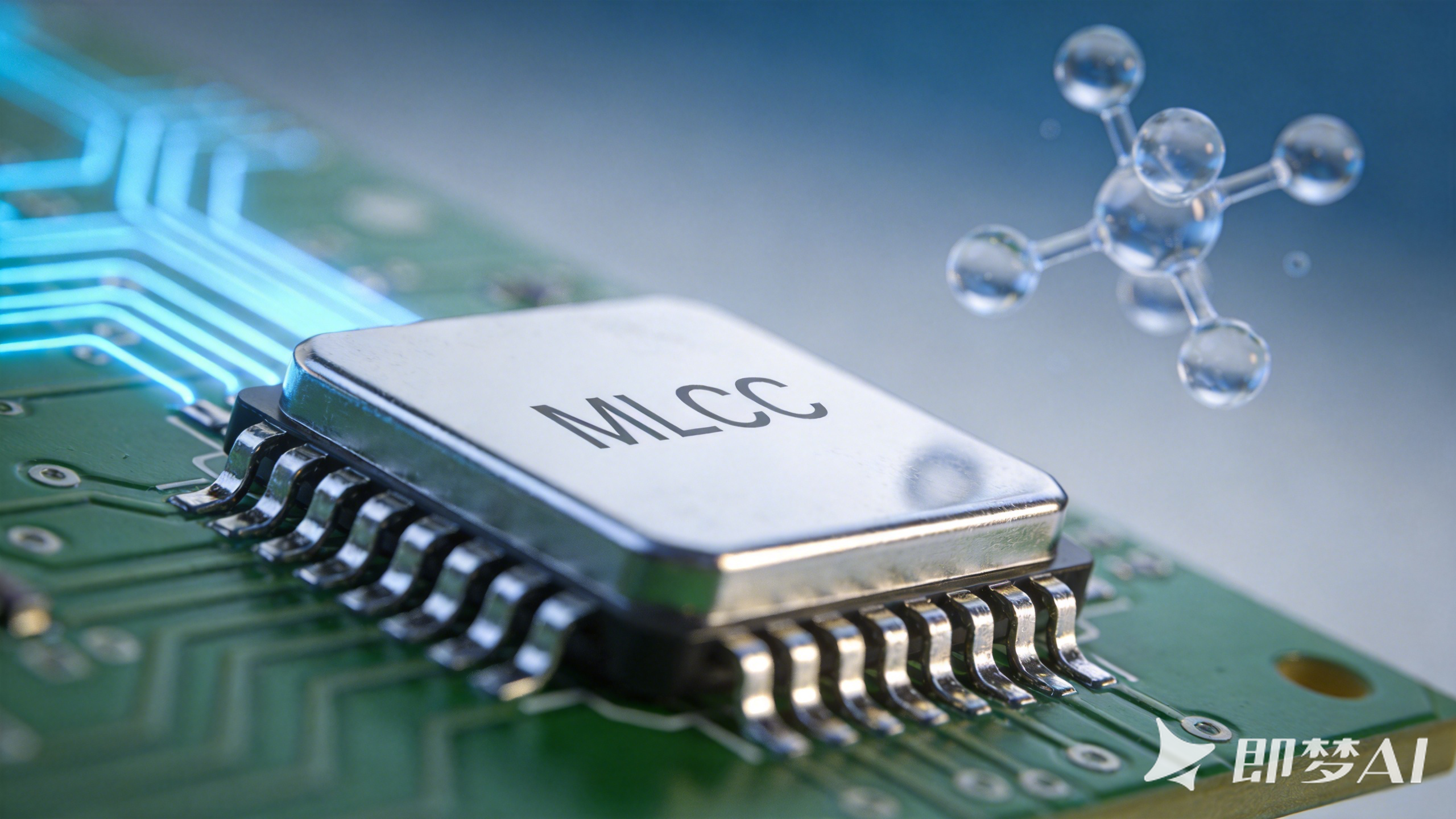 jimeng-2026-04-23-9039-微距超写实摄影，医疗级MLCC芯片产品图。芯片主体占据画面核心，高反光金属陶瓷表....png